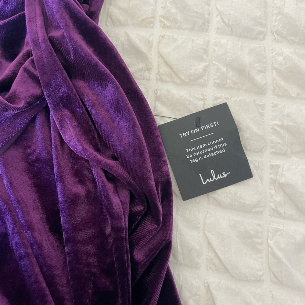 Lulu's Gotta Shine Deep Purple Velour Midi Dress - Picture 11 of 14